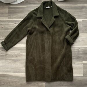 Cyrus Fuzzy Olive Green Women's Long Coat